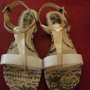 Women's white and metallic sandals